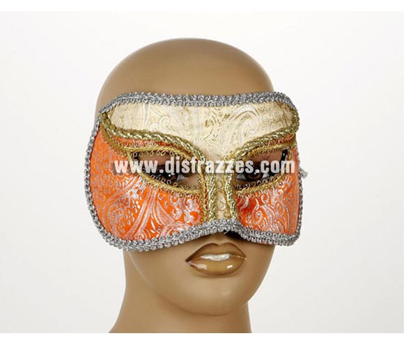 Antifaz Veneciano con Pasamaneria en dorado y en plateado. Talla Universal.