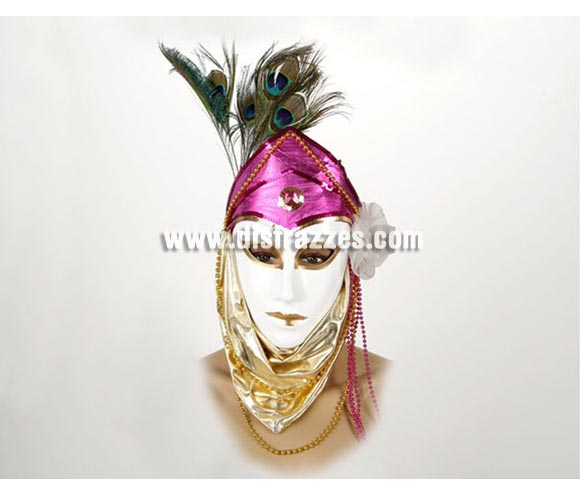 Máscara Veneciana Principe Árabe con plumas. Talla Universal.