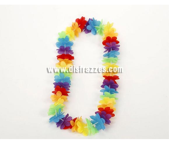 Collar Hawaiano flores multicolor de tela.
