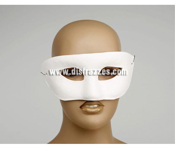Antifaz blanco de cartón ideal para decorar. Talla universal.
