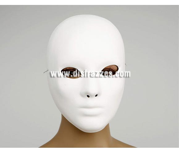 Máscara Blanca para teatro de cartón, ideal para decorar. Talla universal. También sirve como máscara Veneciana. 