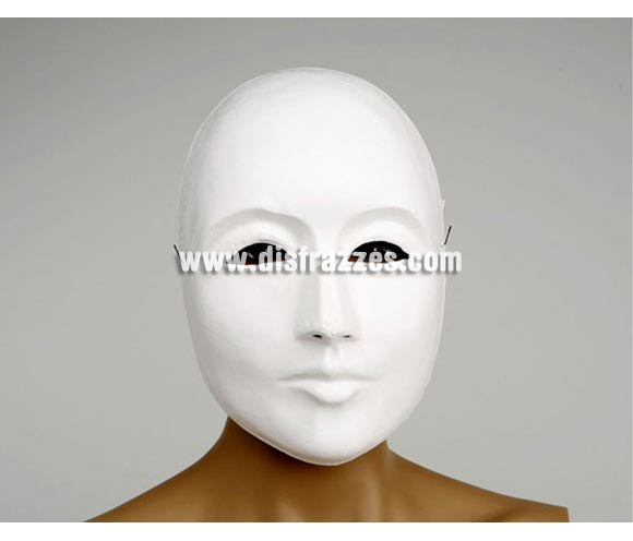 Máscara Blanca para teatro seria de cartón, ideal para decorar. Talla universal. También sirve como máscara Veneciana. 