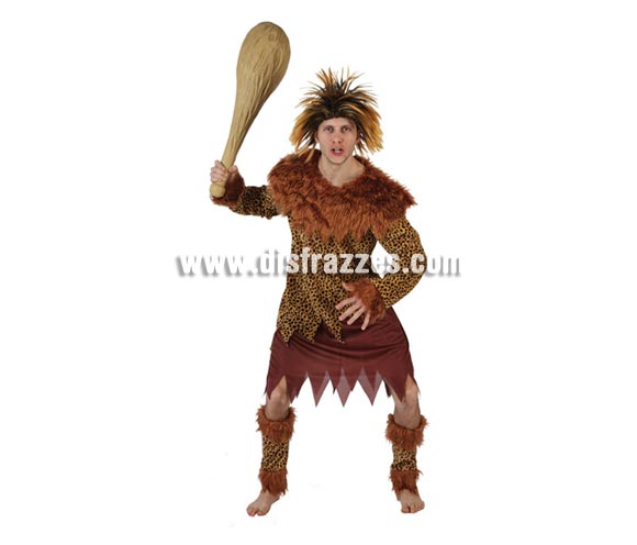 Disfraz de Troglodita o Cavernícola para hombre. Talla 2 ó talla standar M-L 52/54. Incluye vestido, pelo del cuello y cubrepiernas. Maza y peluca NO incluidas, podrás encontrar en nuestras sección de Complementos.