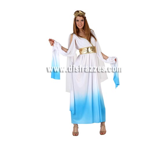 Disfraz de Romana azul para mujer. Talla 2 ó talla standar M-L = 38/42. Incluye túnica y tocado.