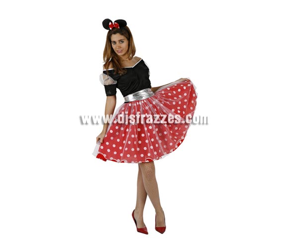Disfraz de Ratita Minni  sexy para mujer. Talla 2 ó talla standar M-L = 38/42. Incluye vestido, cinturón y diadema.