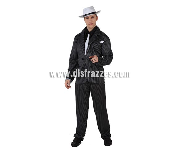 Disfraz de Ganster Mafioso para hombre. Talla 2 ó talla standar M-L = 52/54. Incluye disfraz completo. Sombrero NO inlcuido, podrás encontrar en nuestra sección de Complementos.