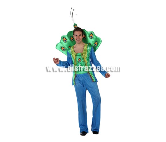 Disfraz de Pavo Real para hombre. Talla 2 ó talla standar M-L = 52/54. Incluye disfraz completo.