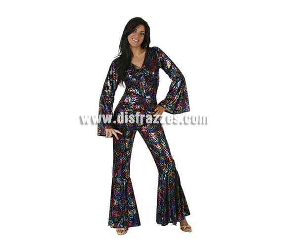 Disfraz de Chica de la Disco para mujer. Talla Standar M-L = 38/42. Incluye mono. Perfecto como compañera del Rey de la Disco.