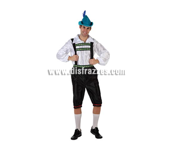 Disfraz de Tirolés para hombre. Talla 2 ó talla Standar M-L 52/54. Incluye pantalón, camisa y gorro.