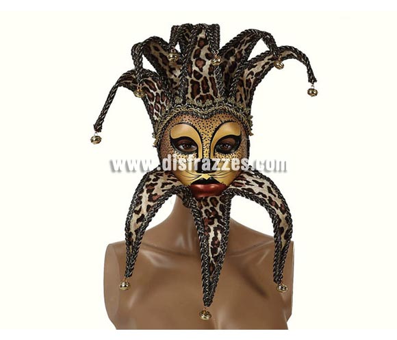 Máscara Veneciana Animal de la Selva con cascabeles. Talla Universal. 