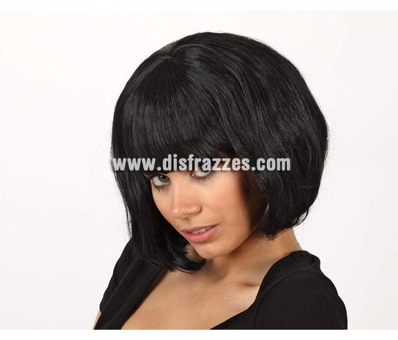 Peluca morena corta con flequillo. Talla universal. Peluca de Cleopatra.