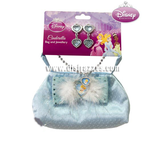 Bolso con joyas de Cenicienta para niñas. Contiene pendientes, collar y bolso de la Cenicienta. Perfecto como regalo.