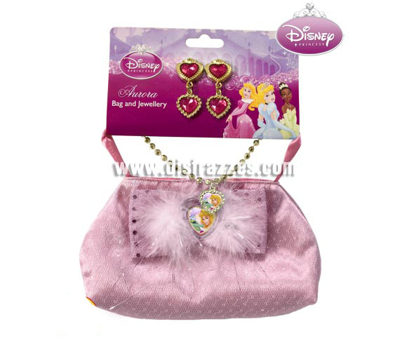 Bolso con joyas de la Bella Durmiente para niñas. Contiene pendientes, collar y bolso de la Bella Durmiente. Perfecto como regalo.