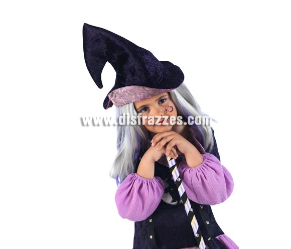 Peluca Bruja Gris Mechón Morado Deluxe. Sombrero NO incluido, podrás encontrar en nuestra sección de Complementos. Talla única.