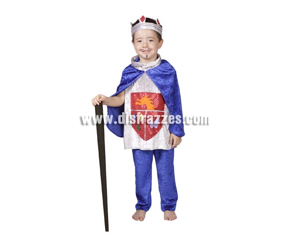 Disfraz de Príncipe fantasía para niños. Varias tallas. Contiene pantalón, camisa con capa y corona. Perfecto para representaciones de teatro en el Cole y paqra Ferias Medievales.