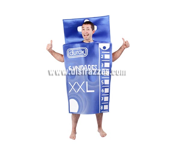 Disfraz de Caja de Preservativos para adultos. Talla Universal adultos. Incluye disfraz completo.