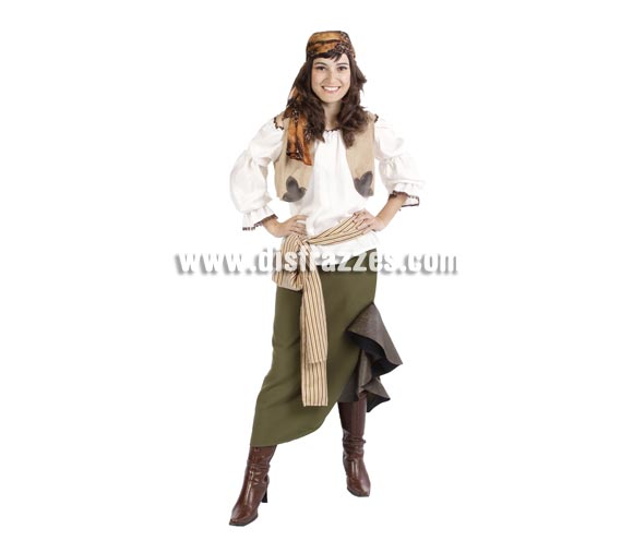 Disfraz de Corsaria para mujer. Alta calidad. Hecho en España. Talla universal de mujer. Botas NO incluidas.
