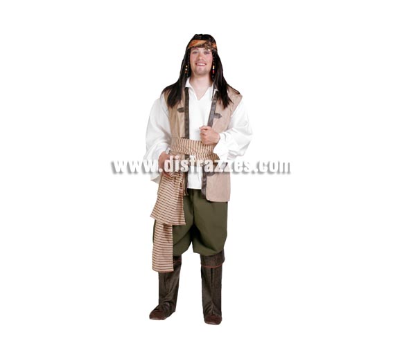 Disfraz de Pirata Corsario adulto. Alta calidad. Hecho en España. Talla universal de hombre. Peluca NO incluida, podrás verla en la sección de Complementos.