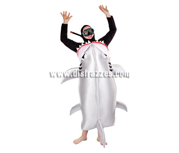 Disfraz de Tiburón glotón para adultos. Talla Universal adultos. Gafas y tubo de buceo NO incluidos.