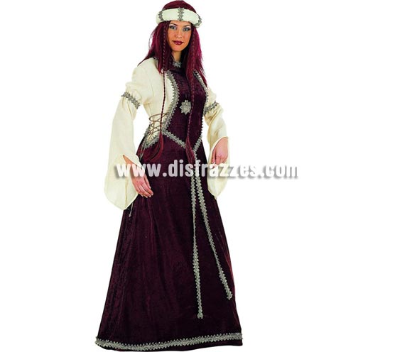 Disfraz de Dama Luisa Medieval Superluxe. Alta calidad en telas y acabados. Fabricado en España. Disponible en varias tallas. Incluye vestido y turbante. Peluca NO incluida.