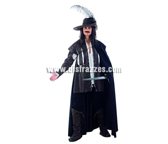 Disfraz de Capitán Diego Superluxe. Alta calidad en telas y acabados. Fabricado en España. Disponible en varias tallas. Incluye camisa, pantalón, capa, cubrebotas, sombrero y chaqueta. Disfraz de Alatriste para hombre.