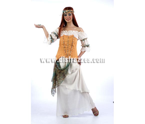 Disfraz de Medieval Verano Superluxe. Alta calidad en telas y acabados. Fabricado en España. Disponible en varias tallas. Incluye vestido, corpiño y diadema.