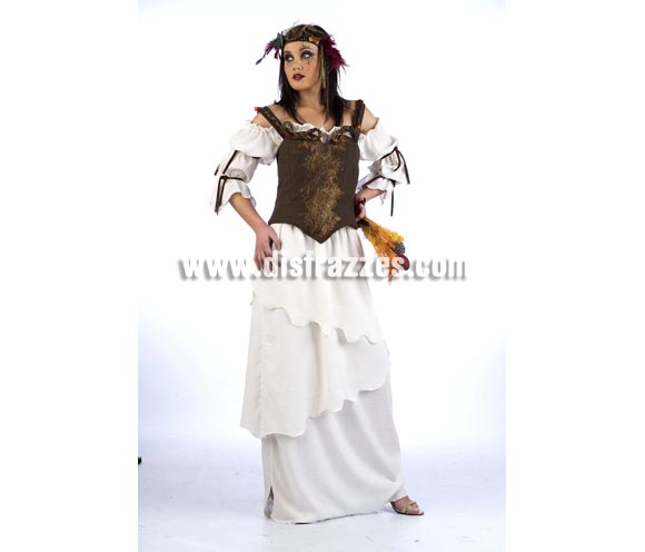 Disfraz de Medieval Otoño Superluxe. Alta calidad en telas y acabados. Fabricado en España. Disponible en varias tallas. Incluye vestido, corpiño y diadema.