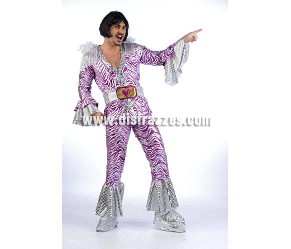 Disfraz de Musical Sam Superluxe. Alta calidad en telas y acabados. Fabricado en España. Disponible en varias tallas. Incluye camisa, pantalón, cinturón y cubrebotas. Peluca NO incluida, podrás verla en la sección Pelucas. Disfraz de Abba.