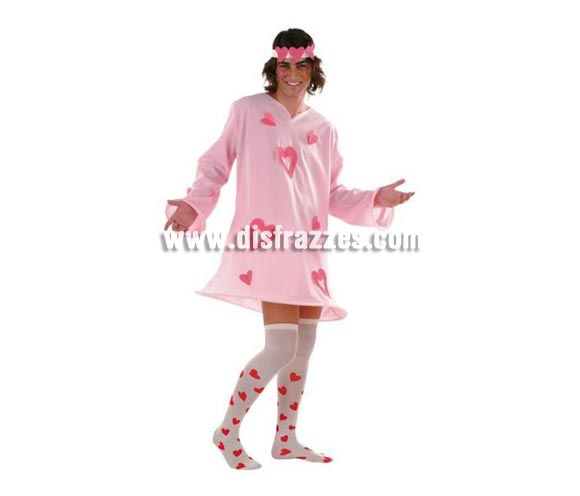 Disfraz de Corazones Sexy Rosa Hombre Deluxe. Alta calidad. Hecho en España. Disponible en varias tallas. Incluye vestido, cinta de la cabeza, calcetines y pantalón corto (Calzoncillos). -Cuando tiras de los 2 corazones que hay a la altura del pecho, se levanta la falda. Peluca NO incluida, podrás verla en la sección Pelucas.