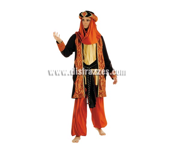 Disfraz de Tuareg Caldera Deluxe. Alta calidad. Hecho en España. Disponible en varias tallas. Incluye pantalón, turbante, casaca con camisa y cinturón. Disfraz de Paje para Belén de Navidad.