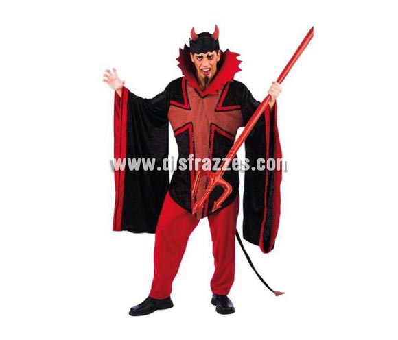 Disfraz de Diablo Gótico adulto Deluxe. Alta calidad. Hecho en España. Disponible en varias tallas. Incluye camisa, pantalón y diadema con cuernos. Tridente NO incluido.


