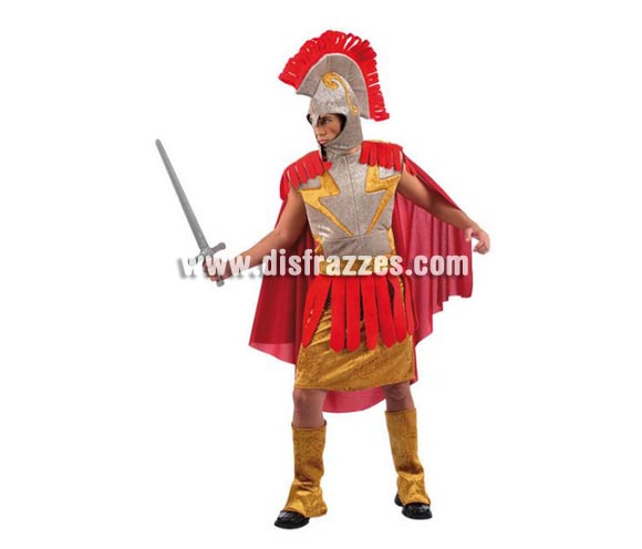 Disfraz de Romano adulto Deluxe. Alta calidad. Hecho en España. Disponible en varias tallas. Incluye falda, gorro, cinturón, cubrebotas y camisa con capa. Espada NO incluida, podrás verla en la sección Complementos. Disfraz de Centurión Romano para Navidad.
