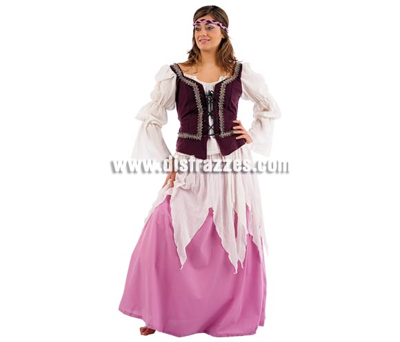 Disfraz de Medieval Julieta adulta Deluxe. Alta calidad. Hecho en España. Disponible en varias tallas. Incluye falda, cinta de la cabeza y camisa con corpiño. Disfraz de Doncella Medieval.