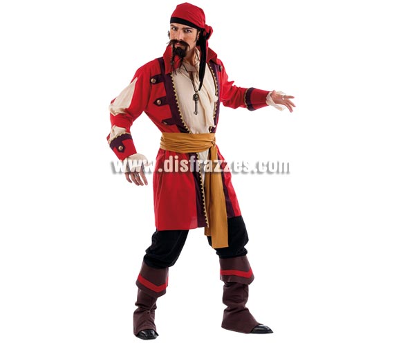 Disfraz de Pirata Bárbaro adulto Deluxe. Alta calidad. Hecho en España. Disponible en varias tallas. Incluye pañuelo, fajín, camisa con chaleco y pantalón con cubrebotas. Colgante y perilla NO incluidos, podrás verlos en la sección Pelucas y Complementos. Éste disfraz hace pareja con la ref. MA724LI.