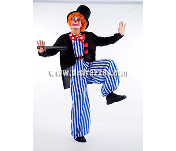 Disfraz de Payaso Circo adulto Deluxe. Alta calidad. Hecho en España. Disponible en varias tallas. Incluye traje completo con chaqueta y sombrero. Peluca y naríz NO incluidas, podrás ver éstos artículos en la sección Pelucas y Complementos.