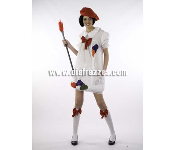 Disfraz de Lolita's Pintora Deluxe. Alta calidad. Hecho en España. Disponible en varias tallas. Incluye vestido, gorro, calcetines y pincel.
