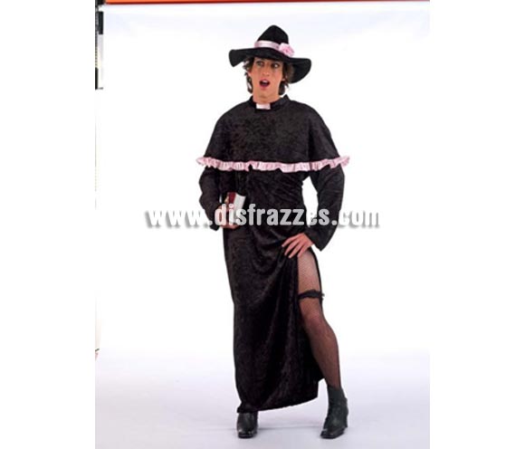 Disfraz de Cura Fashion adulto Deluxe. Alta calidad. Hecho en España. Disponible en varias tallas. Incluye túnica y gorro.