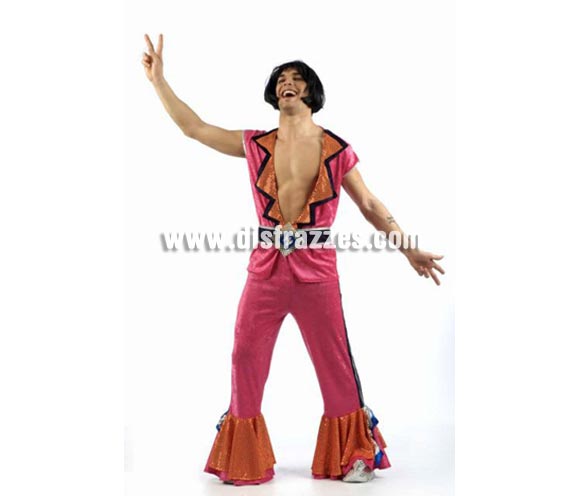 Disfraz de Disco Petros adulto Deluxe. Alta calidad. Hecho en España. Disponible en varias tallas. Incluye camisa, pantalón, cinturón y cubrebotas. Peluca NO incluida, podrás verla en la sección Pelucas. Para ser el Rey de la Disco.