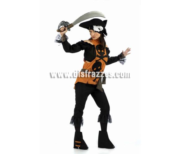 Disfraz de Pirata Malvada adulta Deluxe. Alta calidad. Hecho en España. Disponible en varias tallas. Incluye camisa, chaleco, pantalón, cinturón, gorro, cubrebotas y pañuelo. Espada NO incluida, podrás verla en la sección Complementos.