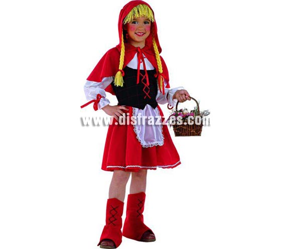Disfraz de Caperucita infantil Deluxe. Hecho en España. Disponible en varias tallas. Incluye vestido, cubrebotas y capelina con capucha y trenzas. OFERTA LIQUIDACIÓN DE STOCK. Precio Super - rebajado!!!