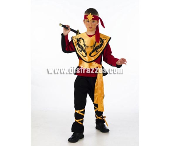 Disfraz de Ninja infantil Deluxe. Hecho en España. Disponible en varias tallas. Incluye camisa, pantalón, cinta cabeza, fajín y canesú. Espada NO incluida, podrás verla en la sección Complementos. OFERTA LIQUIDACIÓN DE STOCK. Precio Super - rebajado!!!