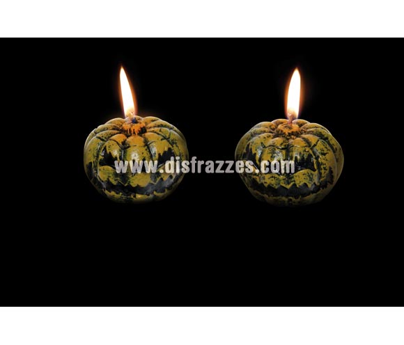 Pack de 4 velas calabazas de terror para Halloween.