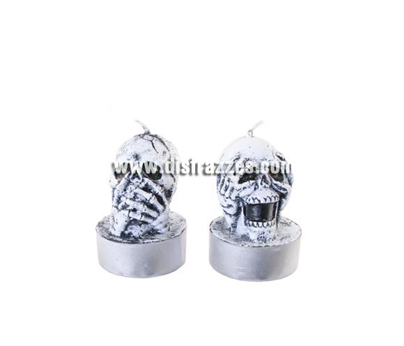 Pack de 2 velas decorativas de Calaveras para Halloween.