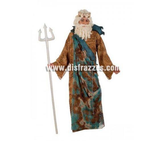 Disfraz de Neptuno Deluxe para hombre. Alta calidad, hecho en España. Disponible en varias tallas. Incluye túnica. Peluca, barba, corona y tridente NO incluidos, podrás encontrar en nuestra sección de Complementos.