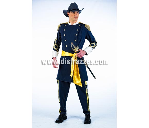 Disfraz de Confederado Deluxe para hombre. Alta calidad, hecho en España. Disponible en varias tallas. Incluye chaqueta, pantalón y fajín. Sombrero y florete No incluidos, podrás encontrar en nuestra sección de Complementos. Disfraz del Séptimo de Caballería del lejano Oeste.