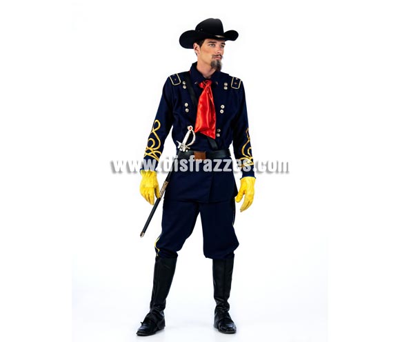 Disfraz de Soldado Americano Deluxe para hombre. Alta calidad, hecho en España. Disponible en varias tallas. Incluye chaqueta, pantalón, cubrebotas, pañuelo y sombrero. Guantes NO incluidos. Disfraz del Séptimo de Caballería especial Deluxe para caballero.