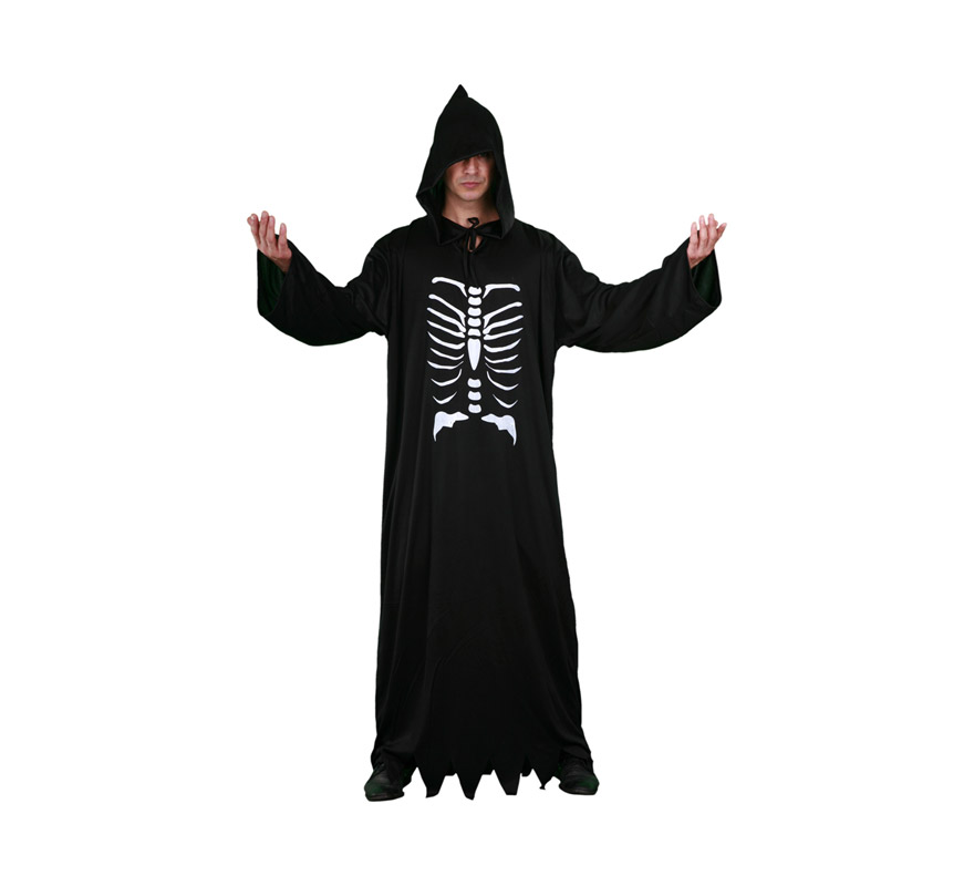 Disfraz de Túnica Muerte Esqueleto adulto para Halloween barato. Talla Standar M-L = 52/54. Incluye túnica con capucha. Éste disfraz de Halloween es ideal para celebrar la Fiesta de la Noche de las Brujas en Pub's, Discotecas, Casas particulares,  Restaurantes o Colegios y ayudar a crear un ambiente terrorífico y tenebroso indispensable para la Noche de Halloween la cual se celebra la víspera de Todos los Santos.
¡¡Compra tu disfraz para Halloween en nuestra tienda de disfraces, será divertido!!
