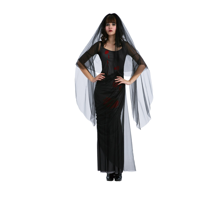 Disfraz barato de Novia Siniestra adulta de Halloween. Talla estándar M-L = 38/42. Disfraz barato para Halloween que incluye vestido manchado de sangre y velo. Éste disfraz de Halloween es ideal para celebrar la Fiesta de la Noche de las Brujas cada vez más arraigada en nuestro País en Pub's, Discotecas, Casas particulares,  Restaurantes o Colegios y ayudar a crear un ambiente terrorífico y tenebroso indispensable para la Noche de Halloween la cual se celebra la víspera de Todos los Santos.
¡¡Compra tu disfraz para Halloween en nuestra tienda de disfraces, será divertido!!