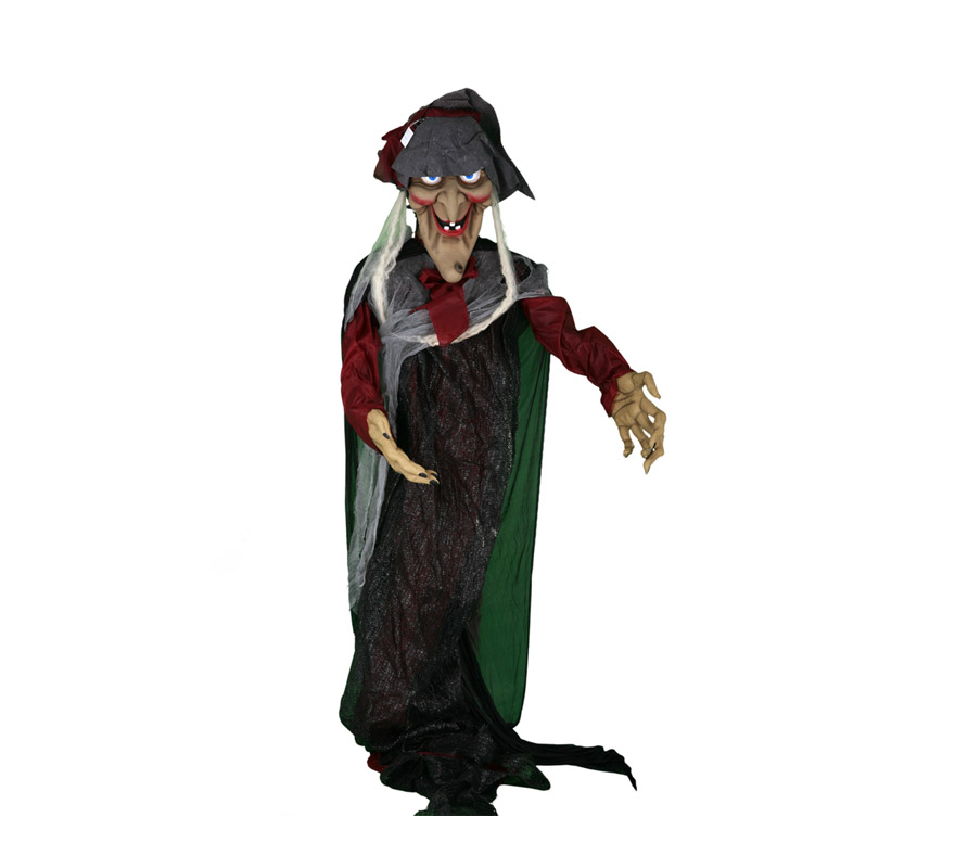 Bruja colgante GIGANTE de dimensiones GIGANTES para decoración de Halloween. Medidas 420x54x24 cm. Es perfecta para la decoración de Halloween en Pubs y Discotecas.