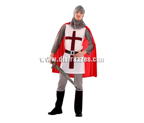Disfraz de Caballero Medieval para chicos. Talla S = 48/52 ideal para adolescentes y para chicos delgados. Incluye verdugo, casaca, cinturón, pantalones, botas y capa. Espada NO incluida, podrás verla en la sección de Complementos.